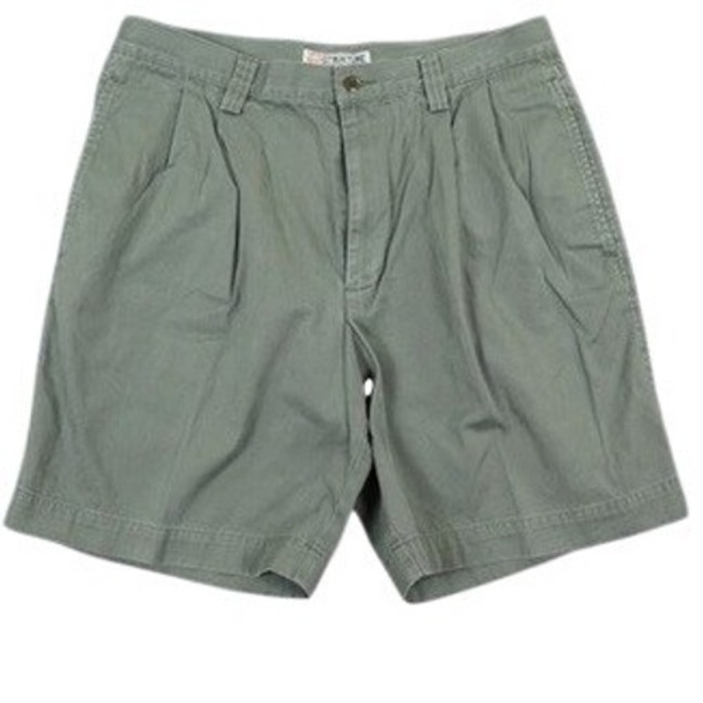 VTG‎ Structure Shorts Mens 35 Olive Green Relaxed Pleated Workwear 90s Gorpcore